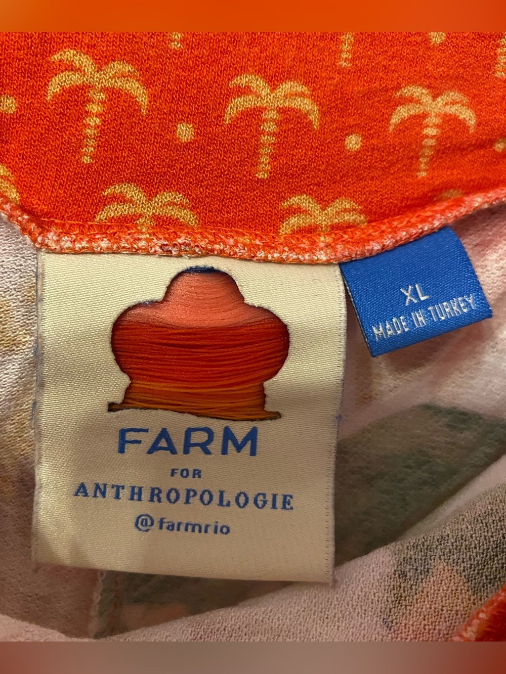Farm Rio for Anthropologie Orange Floral Wide Leg Knit Pants Size XL - Picture 3 of 5